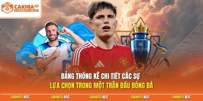 Bảng thống kê chi tiết các sự lựa chọn trong một trận đấu bóng đá